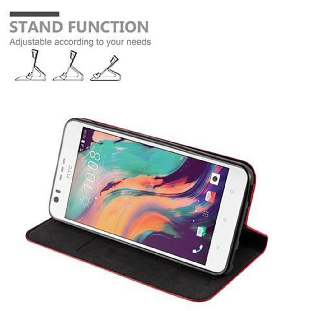 Un telefono bianco in una custodia nera, in piedi con funzione stand. Lo schermo mostra l'ora 10:08.