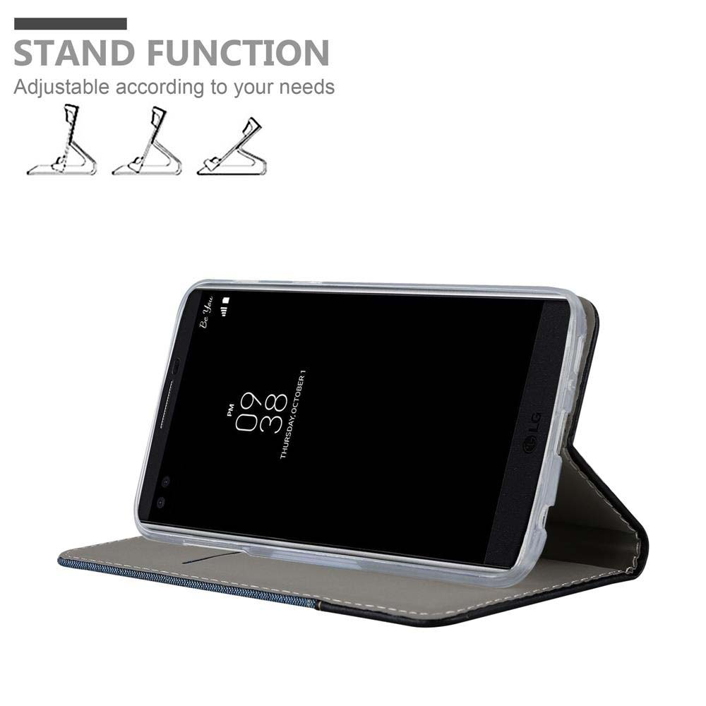 Telefono in custodia aperto come supporto, con testo e diagrammi sulla funzione.
