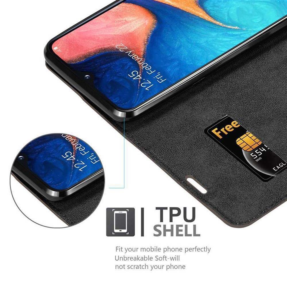 Teléfono y funda abiertos, mostrando una tarjeta SIM. La funda es negra con una carcasa de TPU.