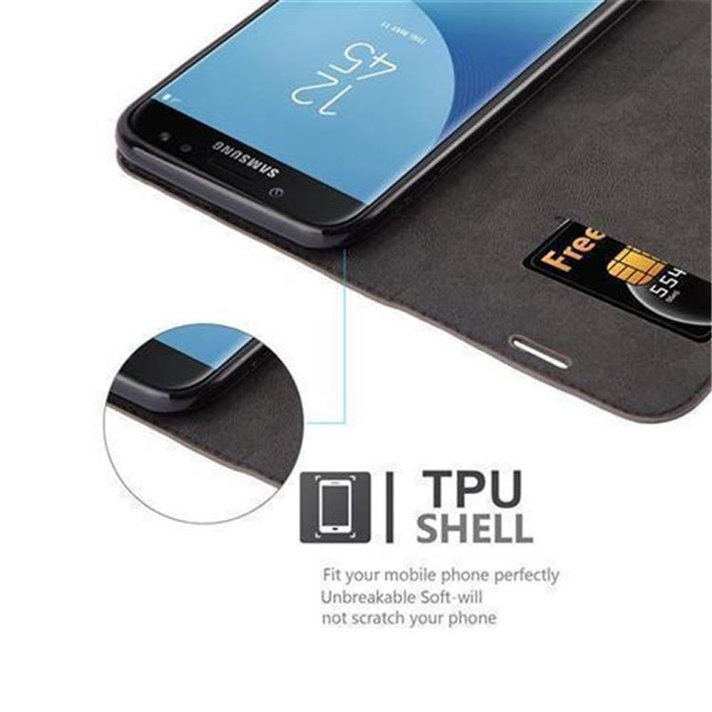 Ein Telefon in einer schwarzen Hülle mit einer Kreditkarte. Text: TPU Shell.