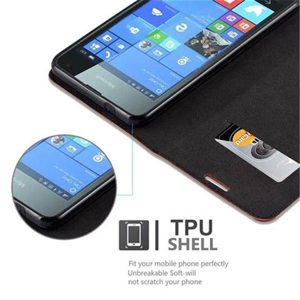 Custodia per telefono con telefono sopra, che mostra lo schermo. L'inserto mostra lo schermo del telefono. Testo: TPU SHELL.