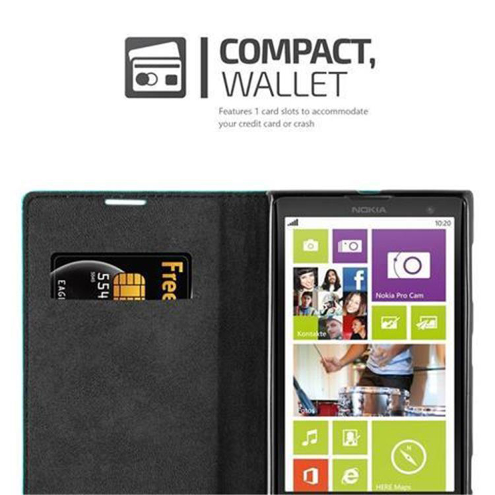 Un telefono in un portafoglio nero e verde, con uno slot per carte di credito.