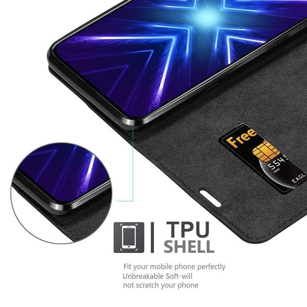 Telefon in schwarzer Hülle mit Kreditkarte. Die Hülle ist offen und hat eine TPU-Schale.