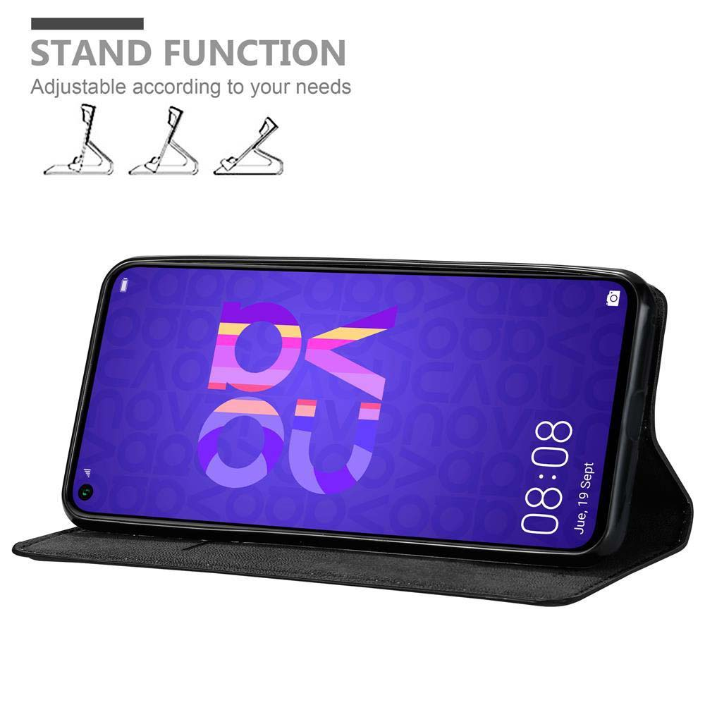 Telefono in una custodia sollevato, che mostra uno schermo colorato con il logo. Testo: Stand Function, Regolabile in base alle tue esigenze.