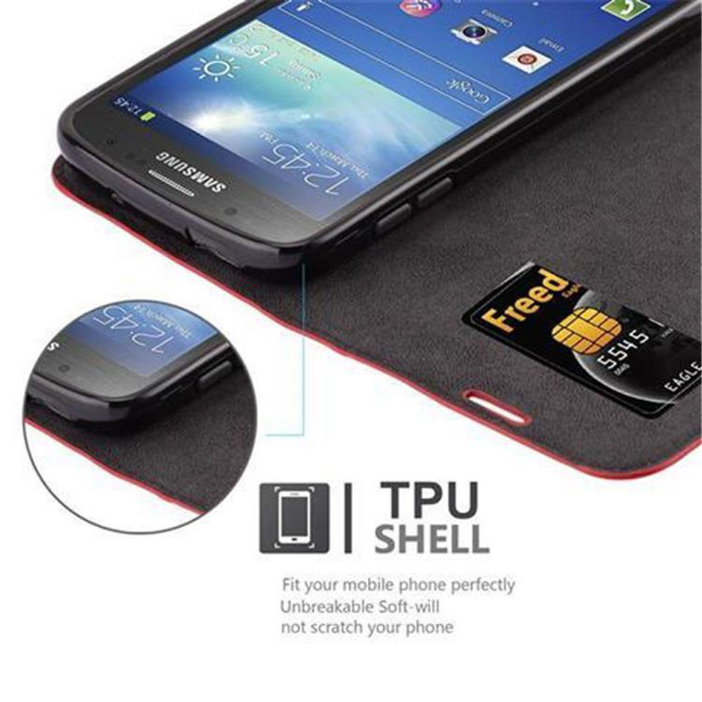 Handyhülle mit Telefon und Karte. Es steht „TPU-Schale“. Ein Telefon mit der Uhrzeit wird angezeigt.