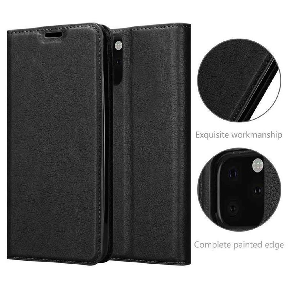 Schwarze Handyhülle mit Telefon. Nahaufnahme der Qualität und Details.