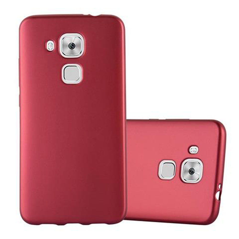 Dos fundas de teléfono granates.