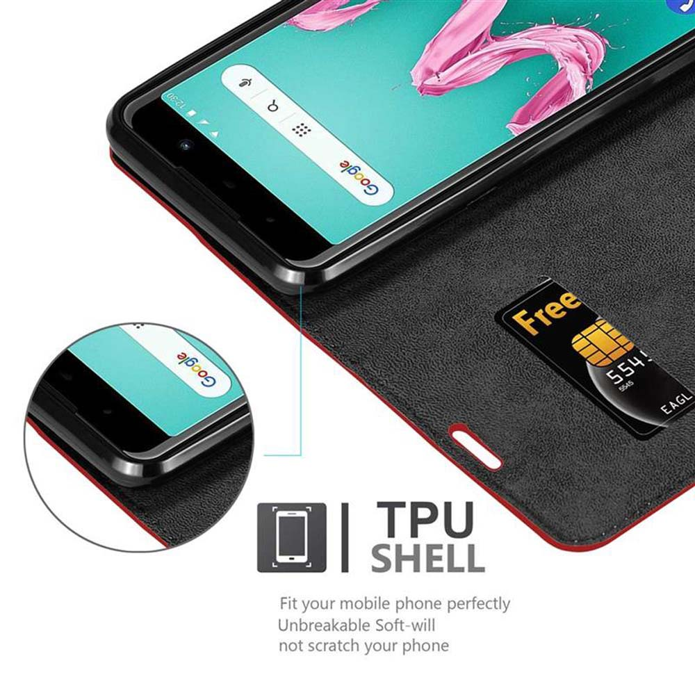 Telefon in einer Hülle. SIM-Karte und Kreditkartenfächer.