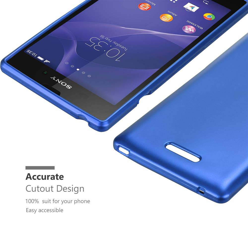 Blaue Handyhülle und Telefon. Die Uhrzeit wird auf dem Bildschirm angezeigt. Genaues Ausschnittdesign wird angezeigt.