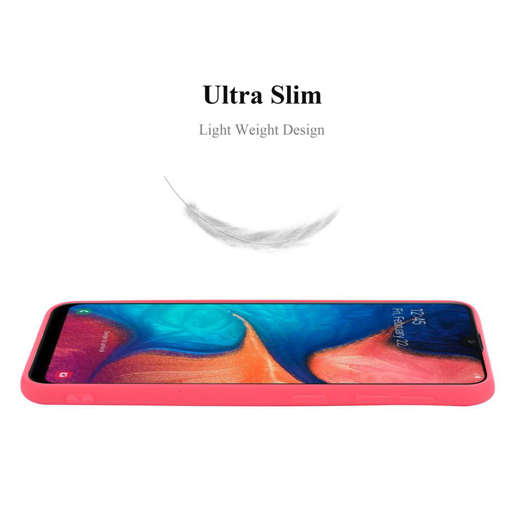 Custodia per telefono rosa con un telefono all'interno. Un'icona di piuma è sopra il telefono.