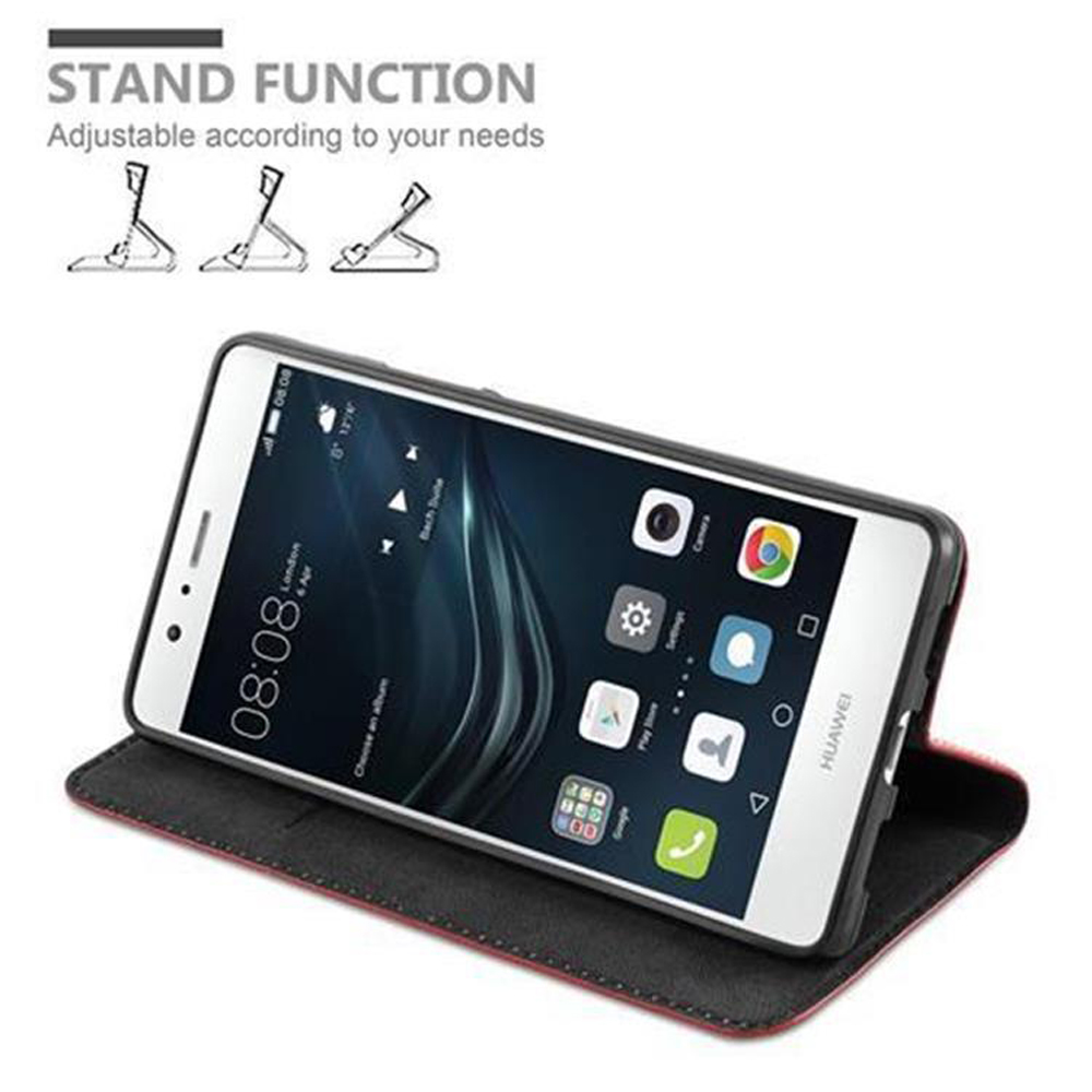Telefon in schwarzer Hülle, zum Aufstellen geöffnet. App-Symbole und Uhrzeit. Text: 'STAND FUNCTION'.