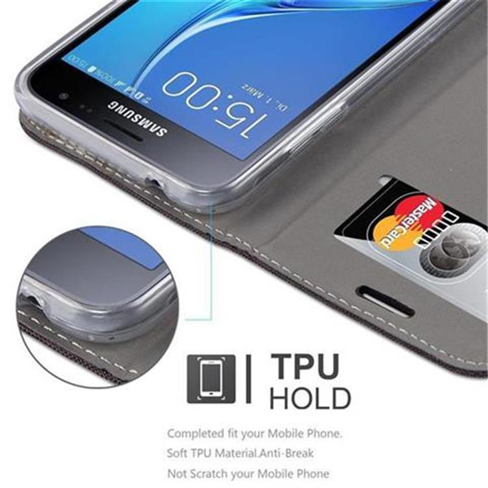 Telefon auf geöffneter Hülle mit Mastercard. Die Hülle ist ein TPU-Halter. Text: TPU HOLD.