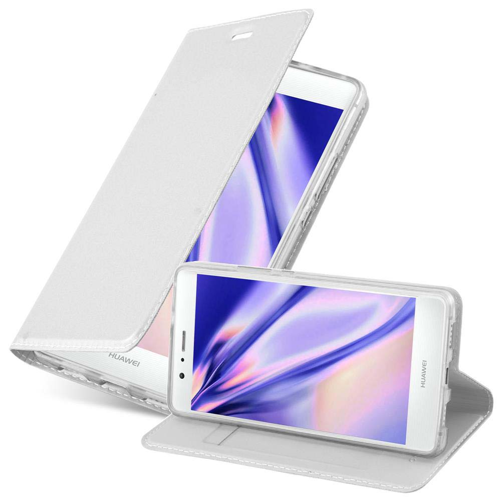 Dos teléfonos en fundas blancas. Uno está abierto, mostrando la pantalla. Otro está abierto y plano.