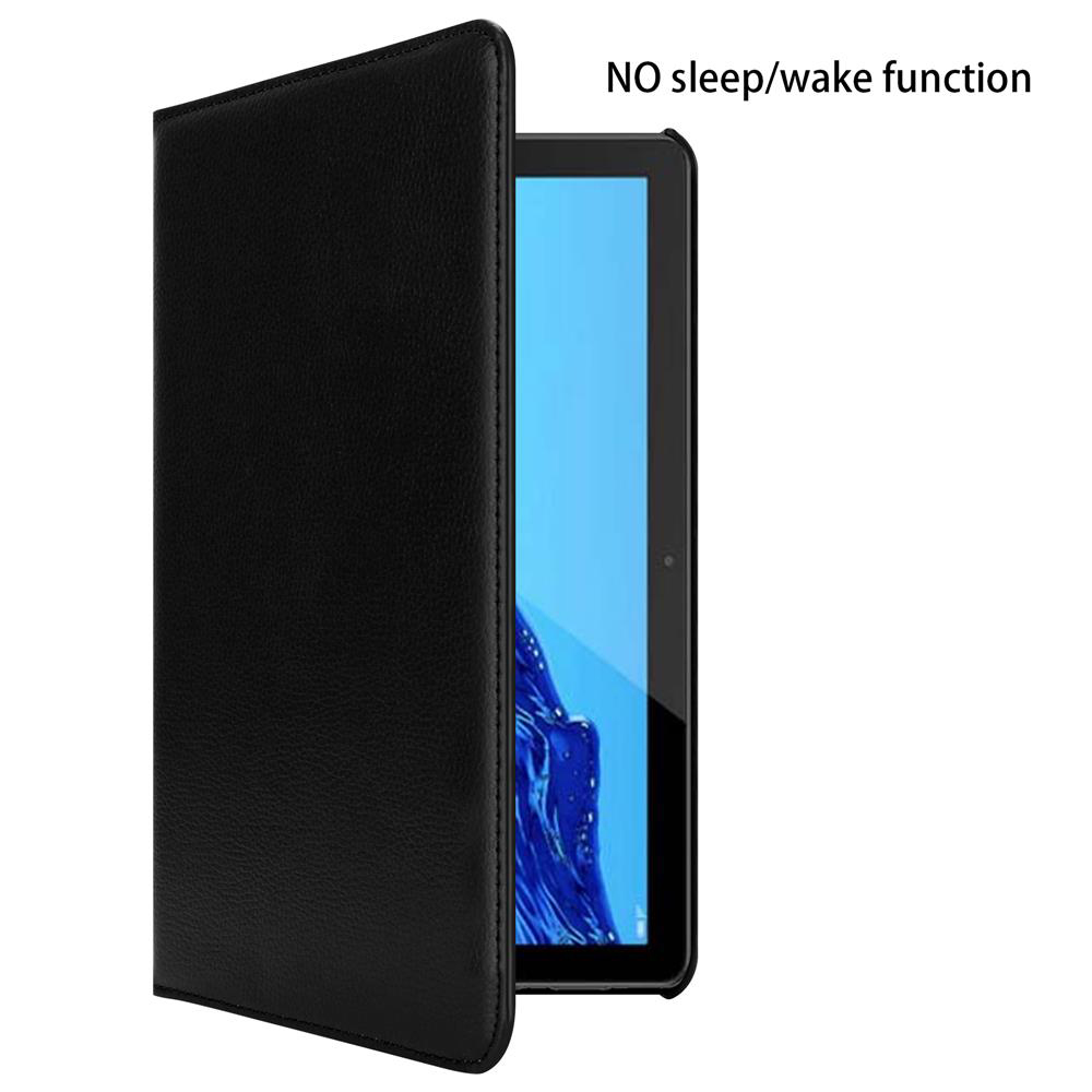 Schwarze Tablet-Hülle, offen, zeigt ein Tablet. Keine Schlaf-/Weckfunktion.