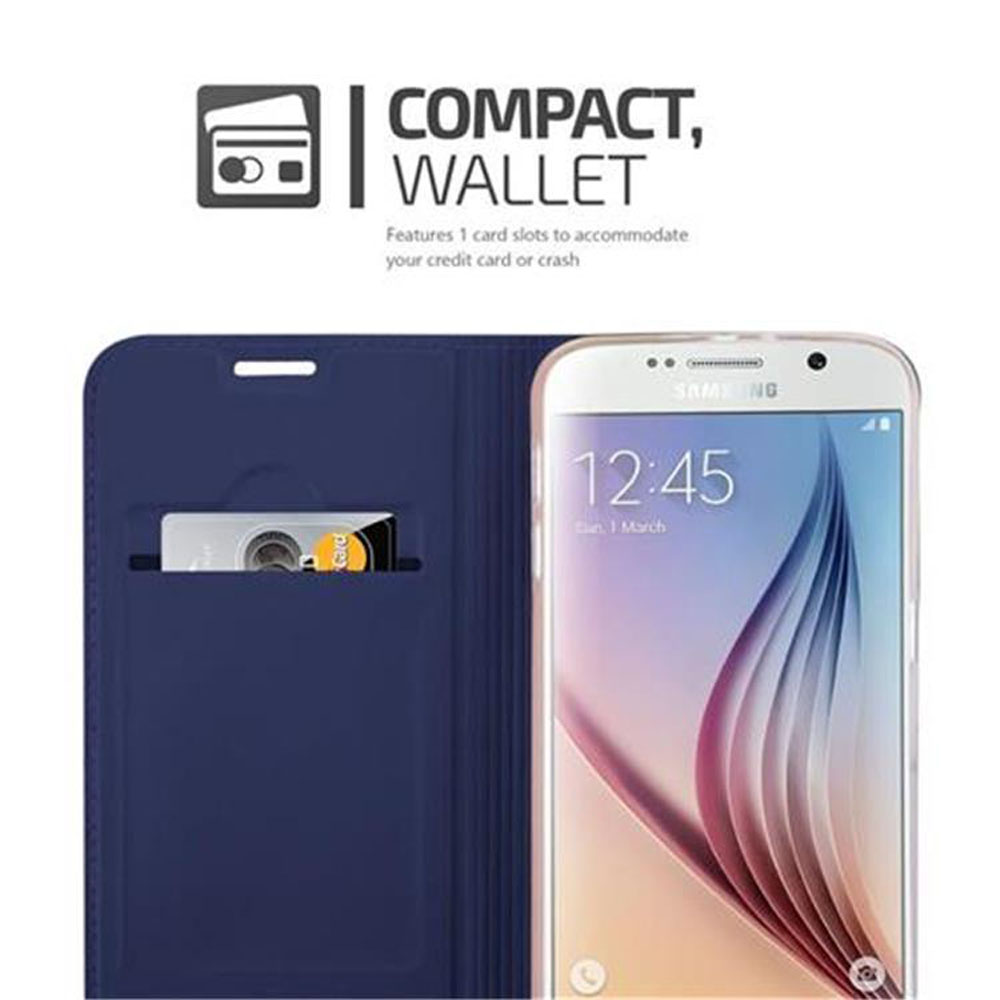 Custodia blu per telefono con slot per schede. Una scheda inserita. Telefono con design rosa.