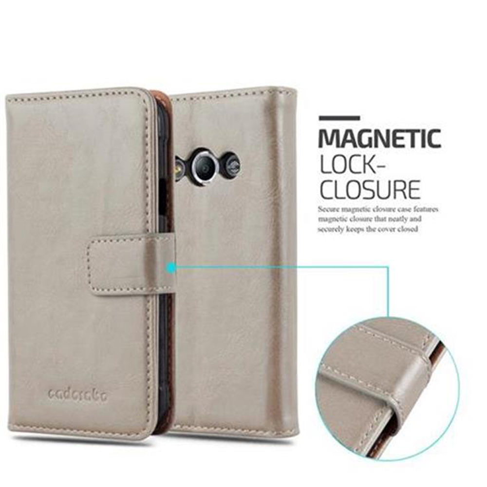 Custodia per telefono con chiusura magnetica, che mostra l'esterno e l'interno con un telefono.