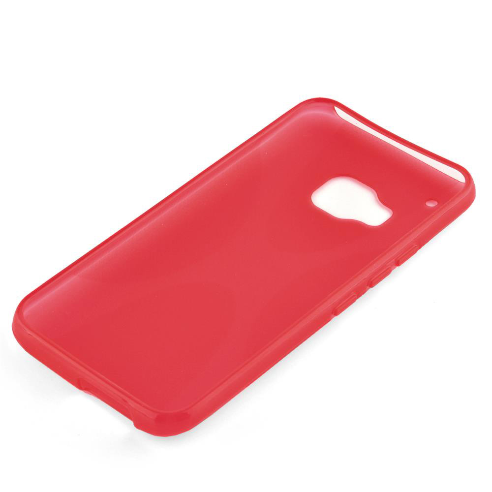 Custodia rossa per telefono. La custodia è di colore pieno con un'apertura per la fotocamera.