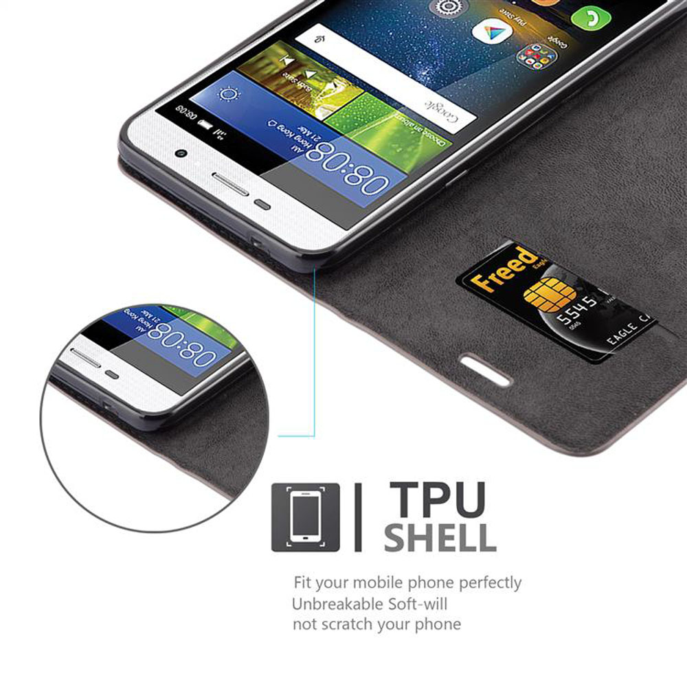 Un telefono in una custodia con una carta e il testo TPU SHELL.
