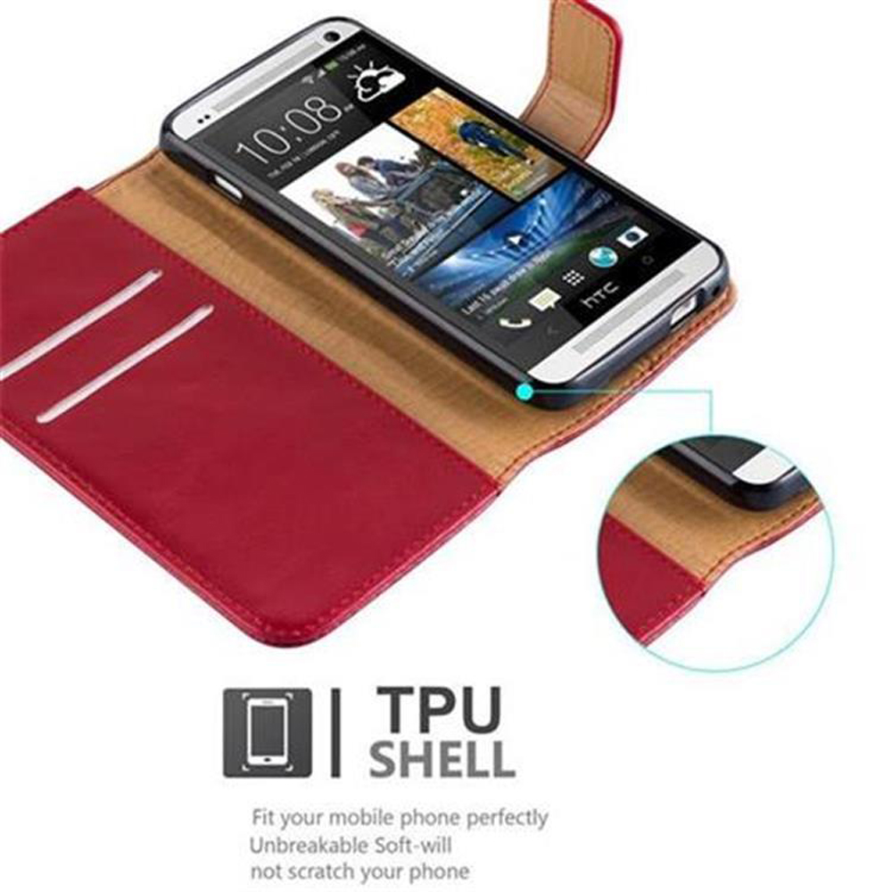 Telefon in roter und hellbrauner Hülle. Text: 'TPU-Schale'. Telefon zeigt ein Bild.