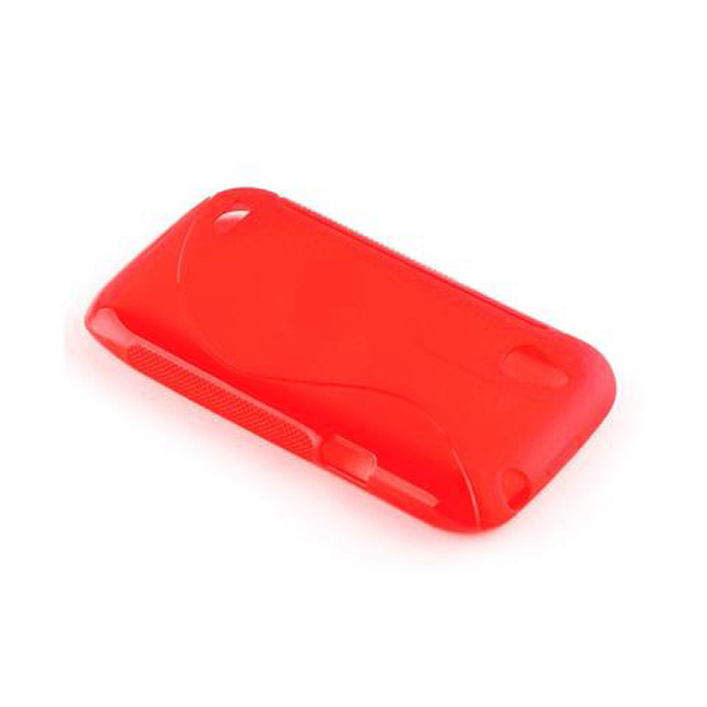 Custodia rossa per telefono su sfondo bianco.