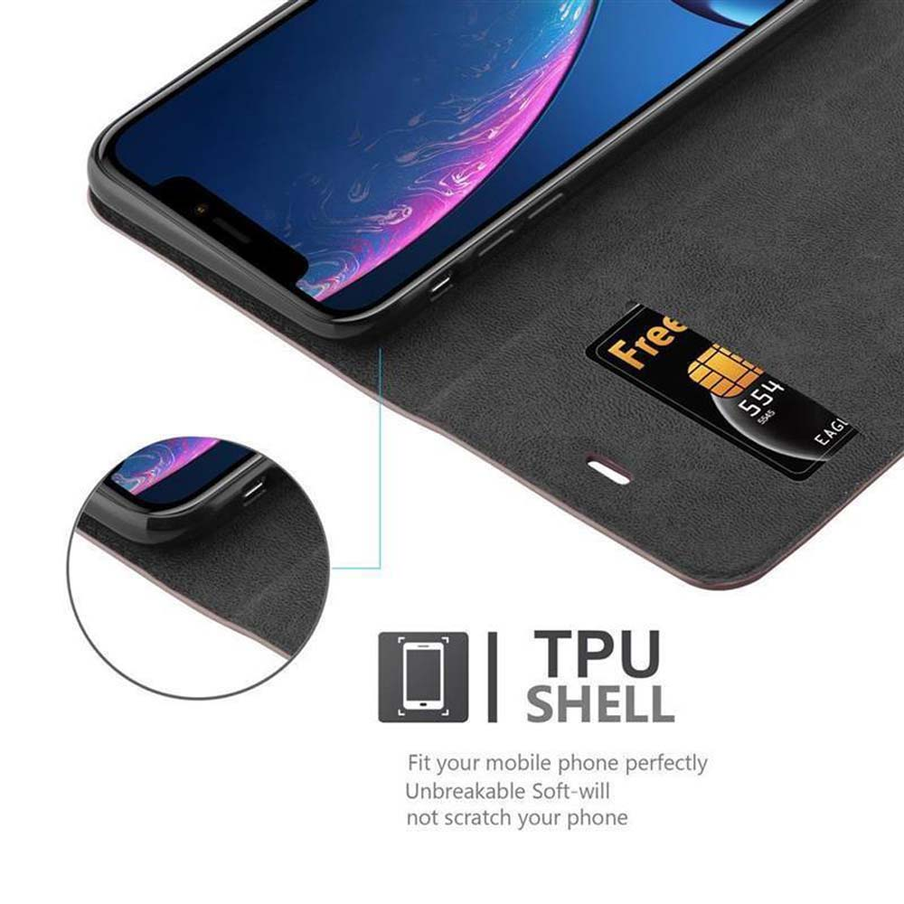 Handyhülle mit Telefon. Zeigt den Bildschirm mit Karte im Steckplatz. TPU SHELL Text sichtbar.