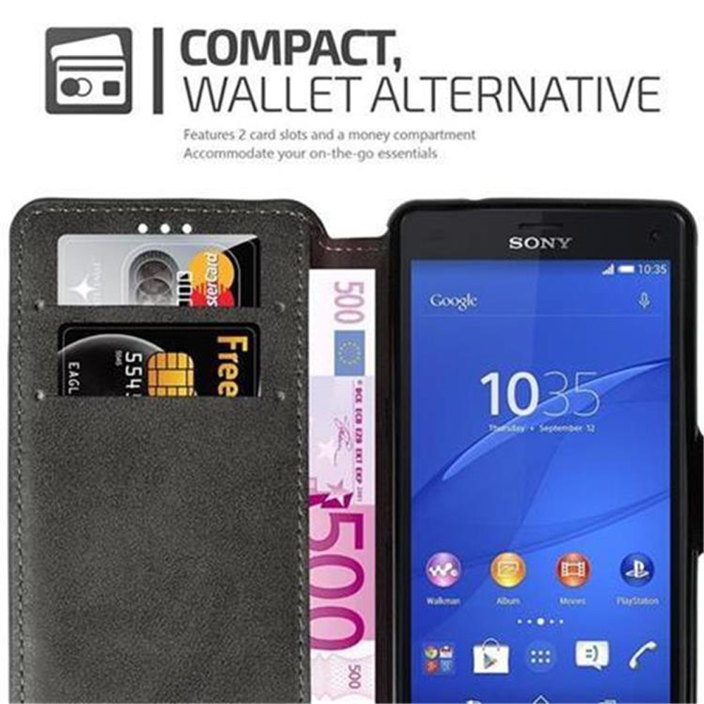 Un teléfono con tarjetas en una funda tipo cartera y un segundo teléfono mostrando la interfaz.