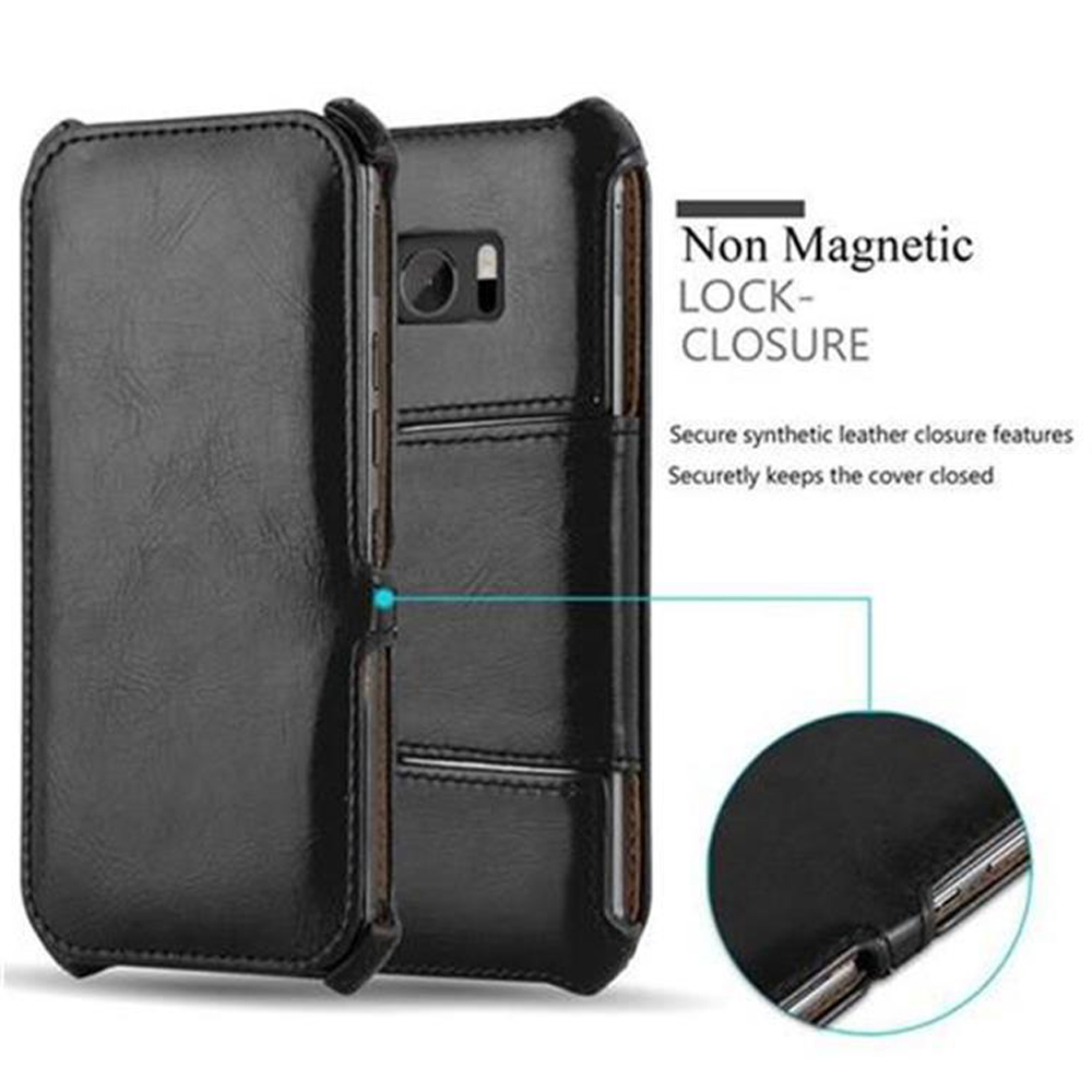Custodia per telefono in pelle nera. Chiusura non magnetica. Per una chiusura sicura in pelle sintetica.