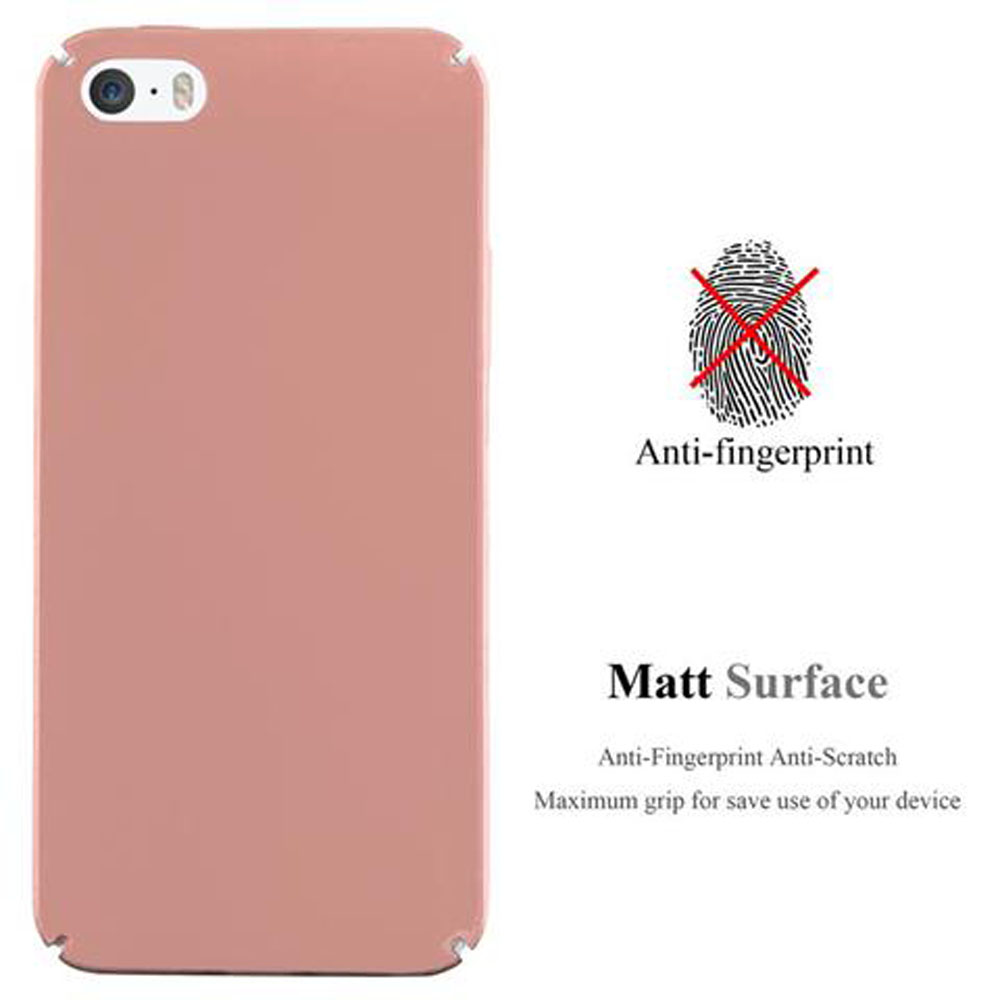Rosa Handyhülle, Text sagt Anti-Fingerabdruck und matte Oberfläche. Ein Fingerabdrucksymbol wird gezeigt.