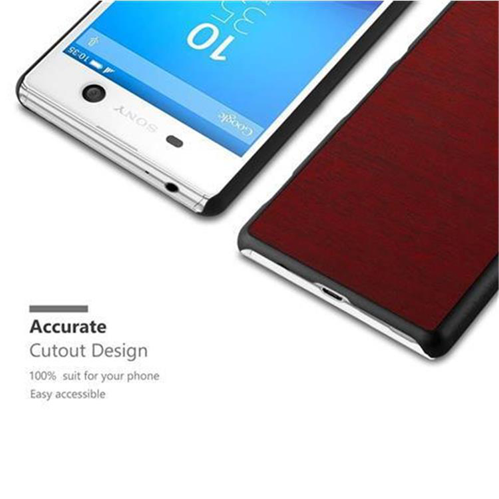 Dos teléfonos, uno blanco con pantalla azul, uno con cubierta de madera. Texto: Diseño de corte preciso.