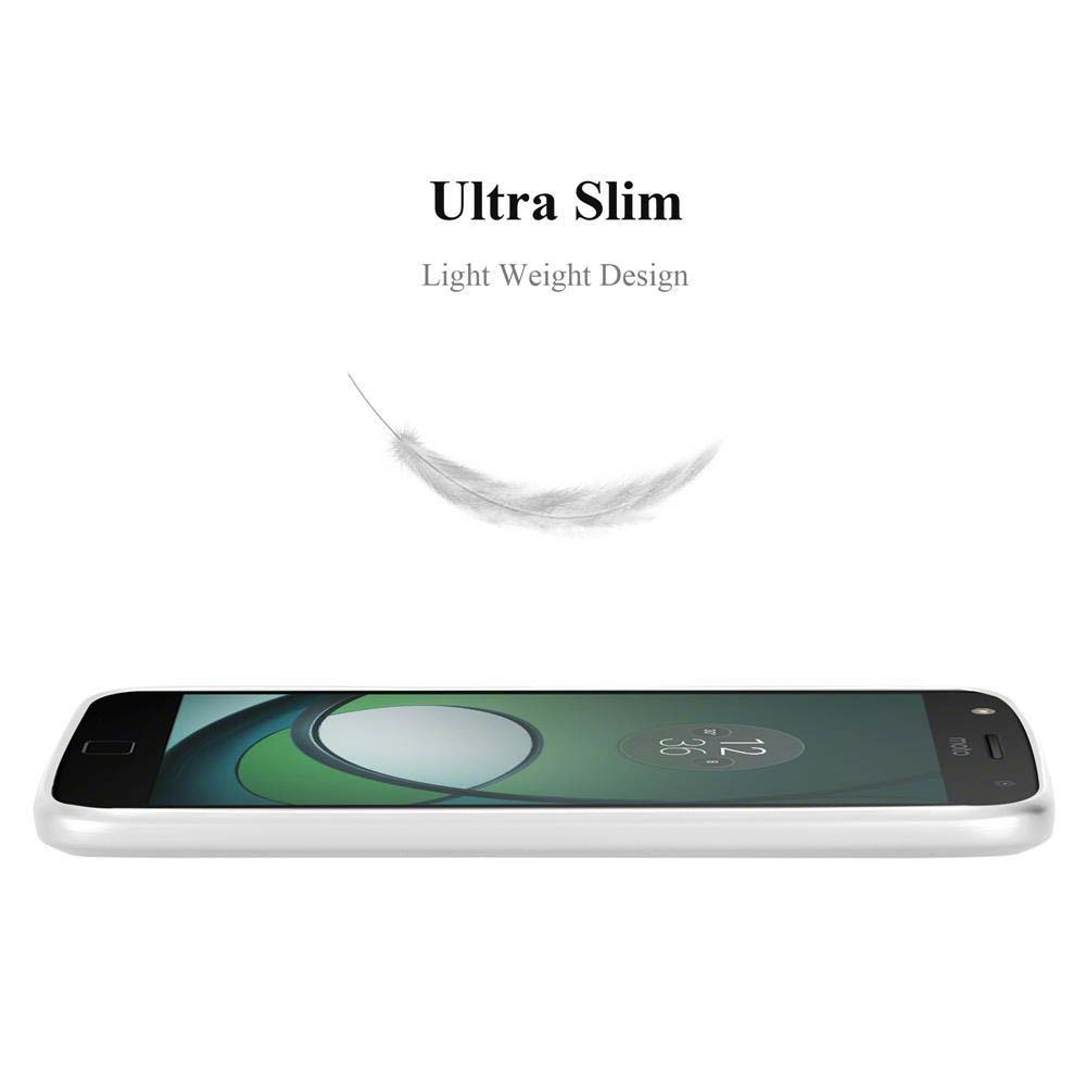 Un telefono bianco. Il telefono è sdraiato. Il design ultrasottile è mostrato con una grafica a penna.