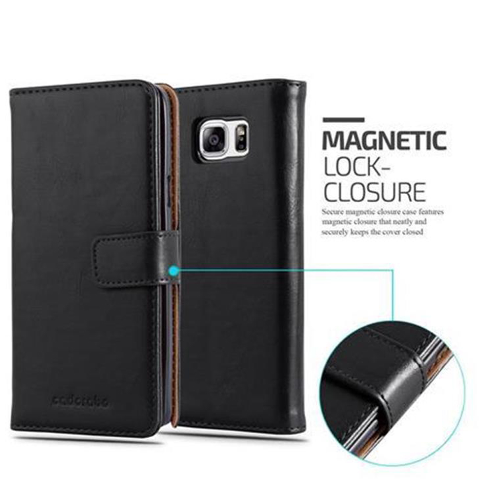 Funda negra abierta con cierre magnético. Texto: Magnetic Lock-closure. La funda es negra.