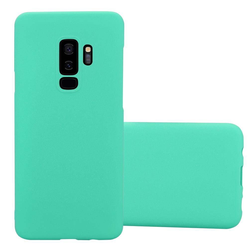 Custodia per telefono verde menta. Vengono mostrate due custodie. Una custodia per telefono sullo sfondo.