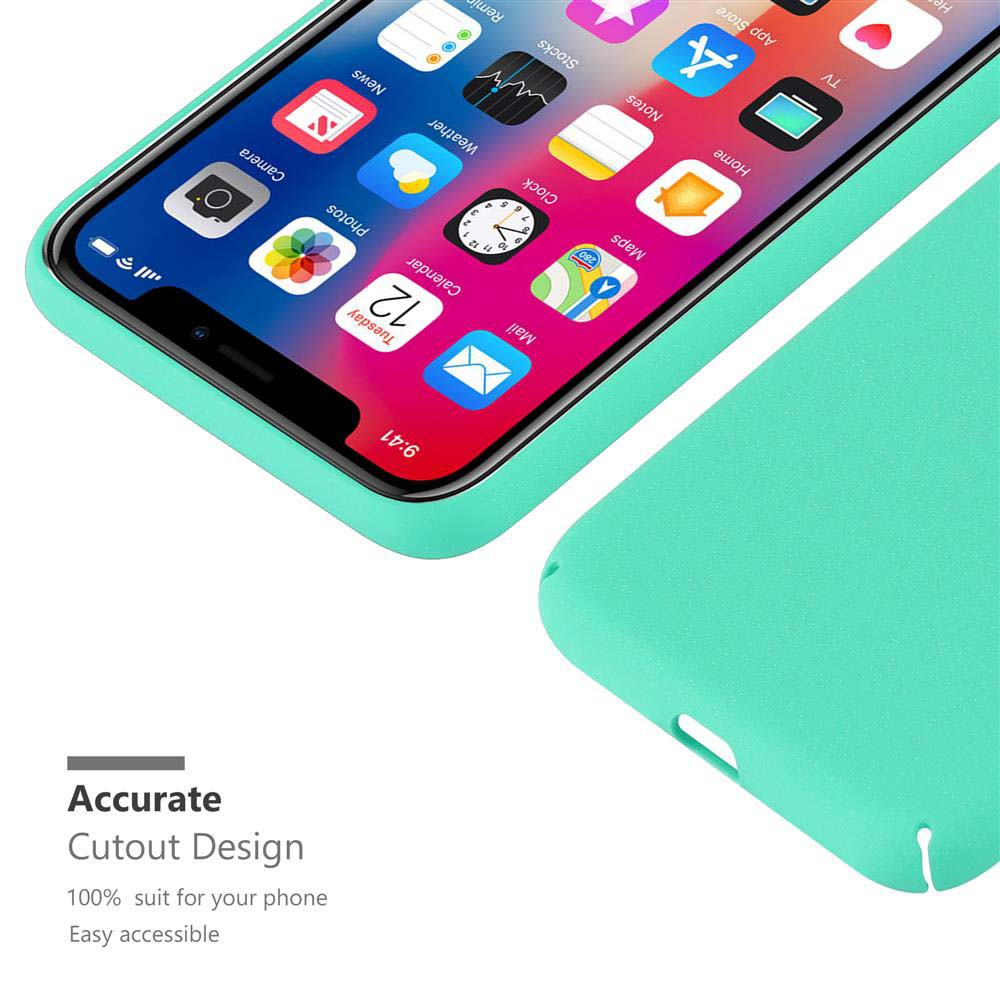 Primo piano di un telefono verde e di una custodia protettiva, con icone visibili sullo schermo.