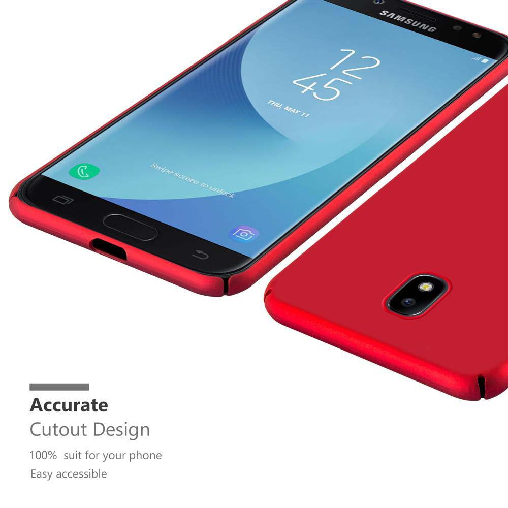 Smartphone mit Uhrzeit, rote Hülle. Im Hintergrund eine rote Hülle.