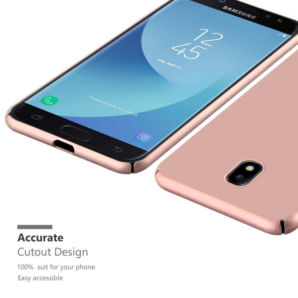 Un telefono e una custodia color oro rosa sono mostrati. Il testo evidenzia il design preciso.