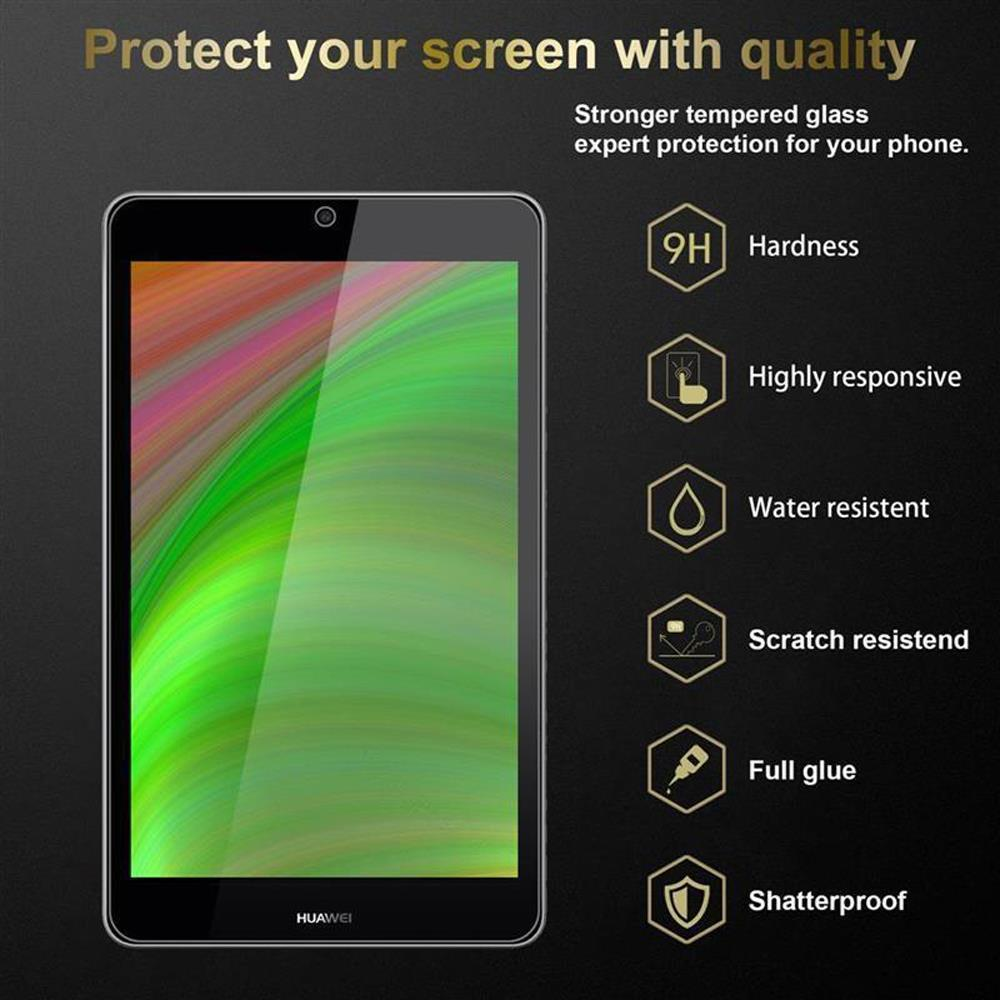 Tablet con protezione per lo schermo. La grafica mostra i livelli di protezione e le funzionalità del tablet.