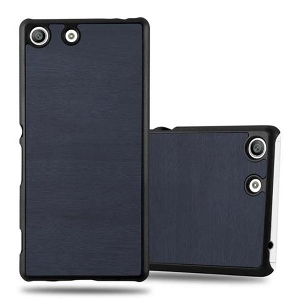 Dos fundas de teléfono, azul oscuro. Una está cerrada. La otra está abierta con el teléfono.