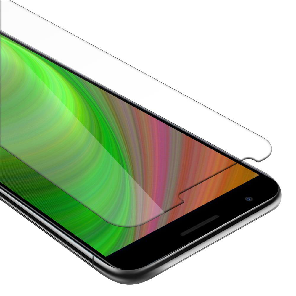 Uno schermo del telefono con una protezione per lo schermo. La protezione è in posizione. Lo schermo mostra un'immagine colorata.