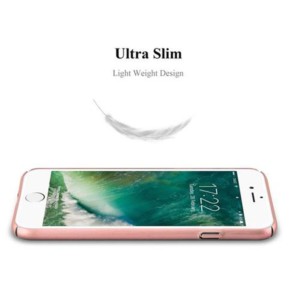 Telefono rosa su superficie bianca. Piuma che fluttua. Display con ora.