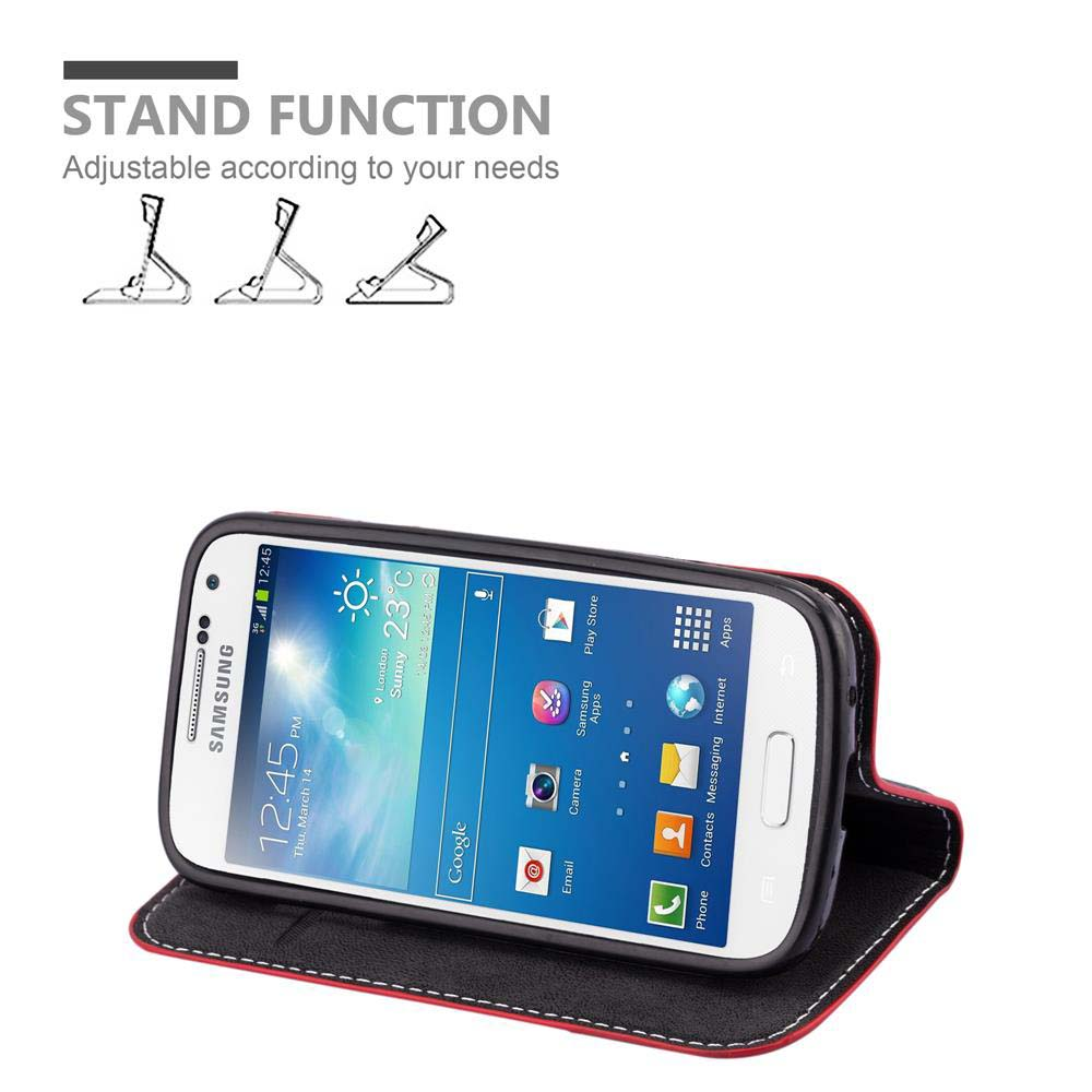 Un telefono Samsung bianco in una custodia nera con funzione stand. Lo schermo mostra un'app meteo.