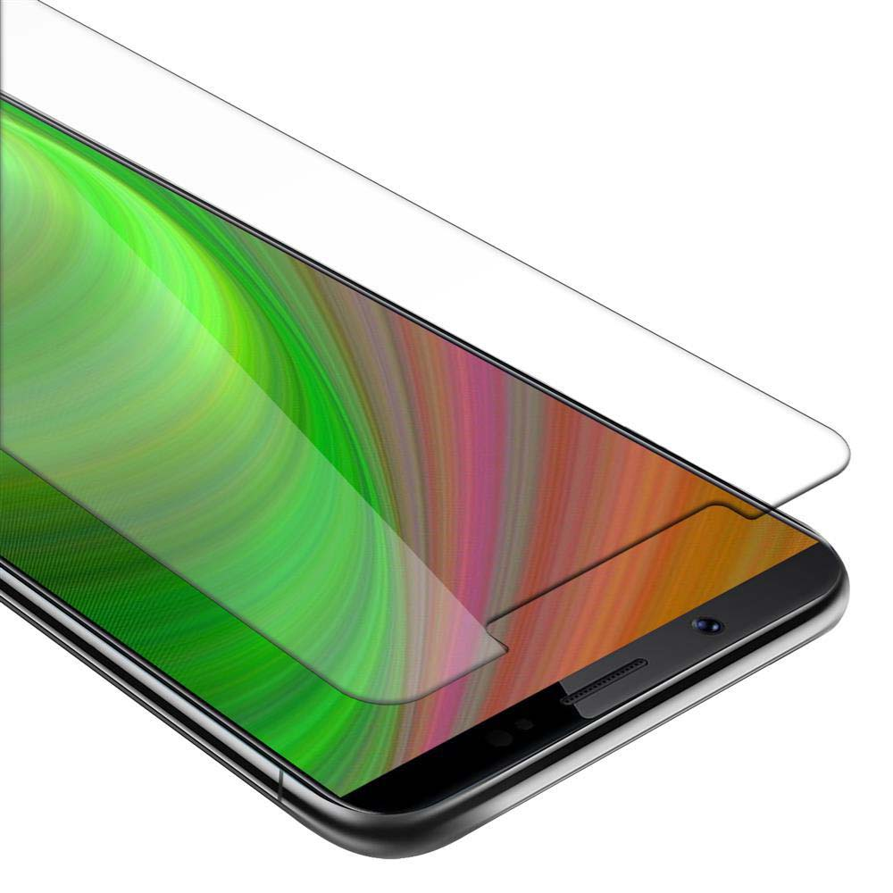 Un primo piano di un telefono con protezione schermo. Lo schermo mostra un motivo astratto e colorato.