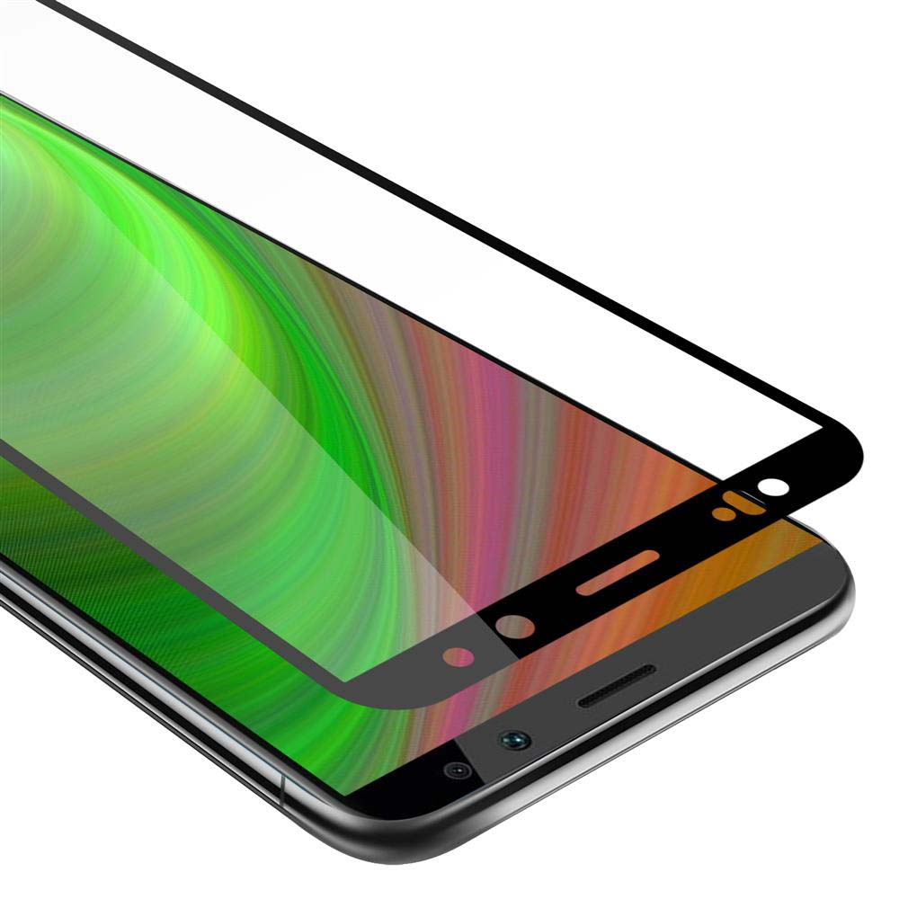 Un telefono con una protezione per lo schermo applicata. La protezione è sopra lo schermo del telefono.
