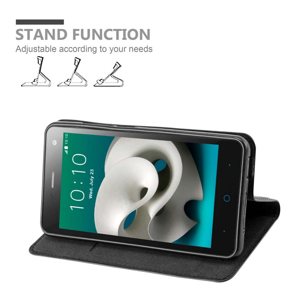 Un teléfono dentro de una funda, con función de soporte. El teléfono muestra la hora 10:10 y la fecha.