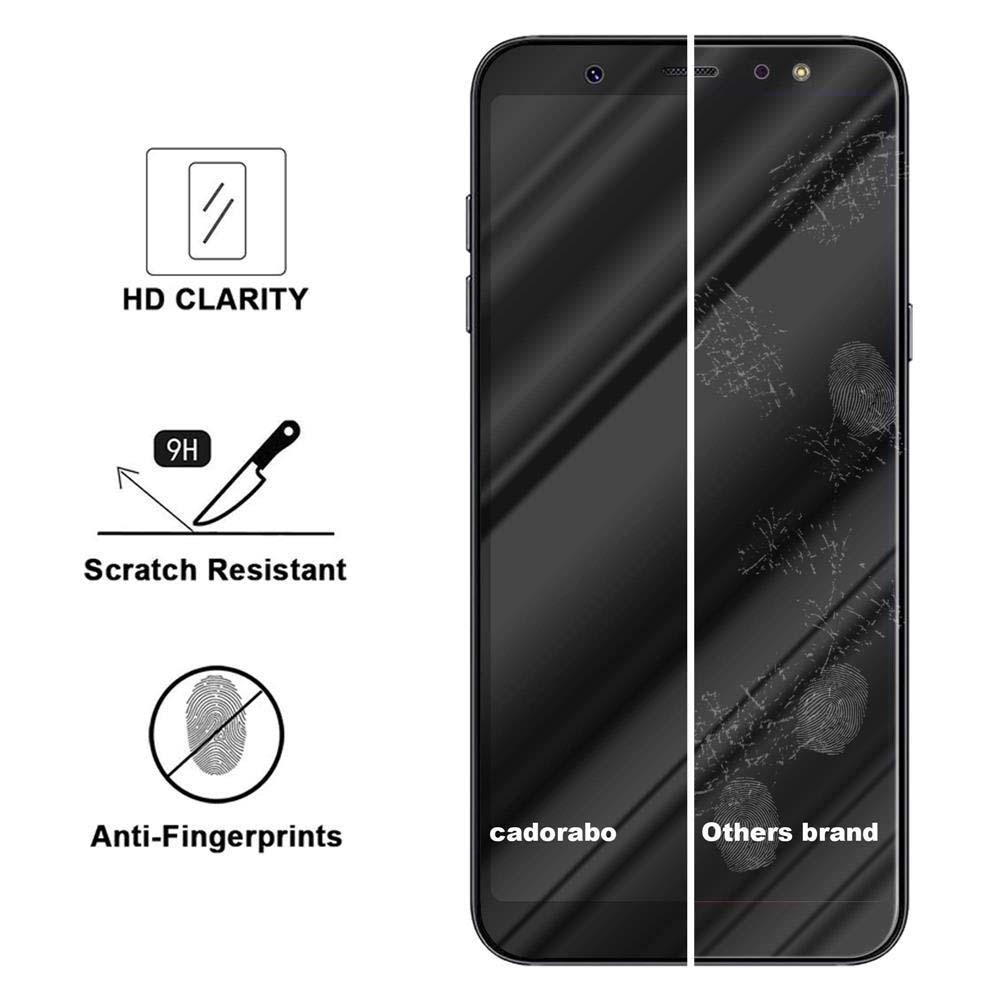 Uno smartphone con una protezione per lo schermo applicata. Etichette: chiarezza HD, resistente ai graffi e anti-impronte.