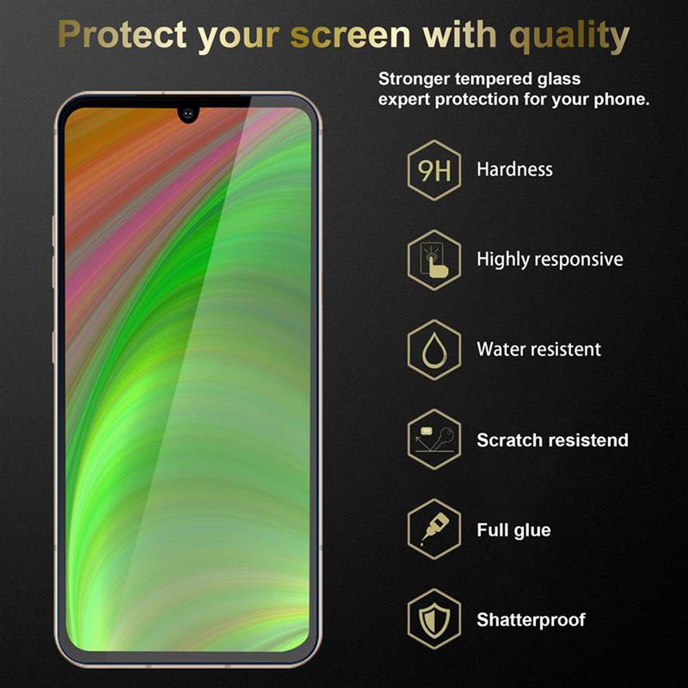 Proteggi schermo per smartphone con caratteristiche: durezza, reattività, resistenza all'acqua.
