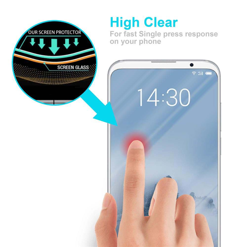 Primo piano dello schermo di un telefono con protezione. Un dito tocca lo schermo, diagramma mostra gli strati.
