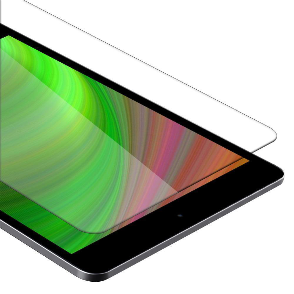 Schermo del tablet con una protezione. Lo schermo ha un motivo astratto colorato e una protezione trasparente sopra.