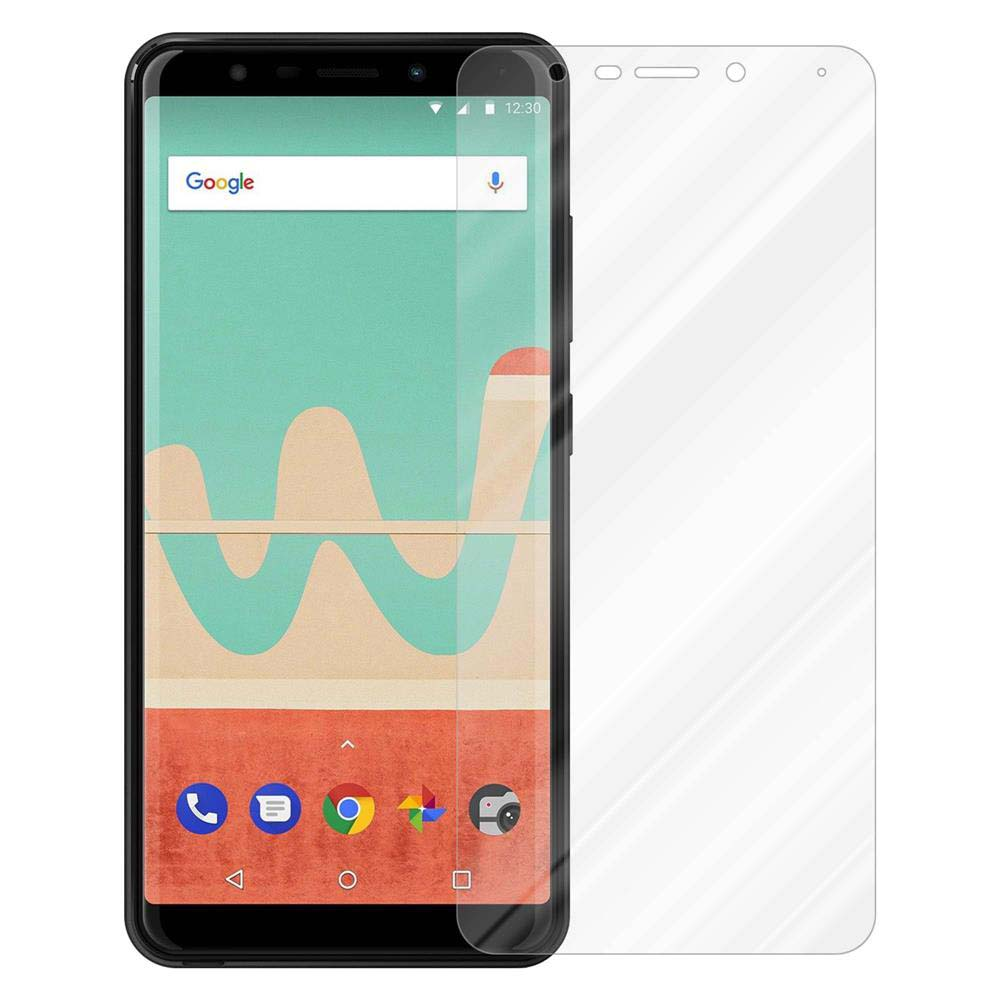 Uno smartphone con protezione schermo applicata. Lo schermo mostra l'interfaccia di ricerca di Google. La protezione è trasparente.