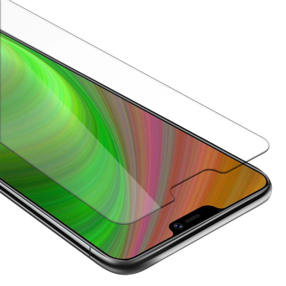 Uno schermo del telefono con una protezione schermo, che mostra grafiche colorate. La protezione è leggermente spostata.