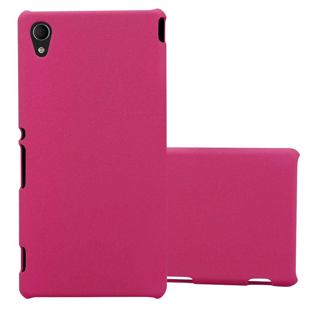 Dos fundas rosas para teléfono. Una plana, la otra con apertura de cámara y botones.